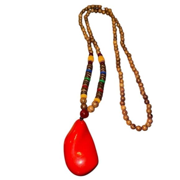 New 37” long beaded fall color necklace - Picture 2 of 4